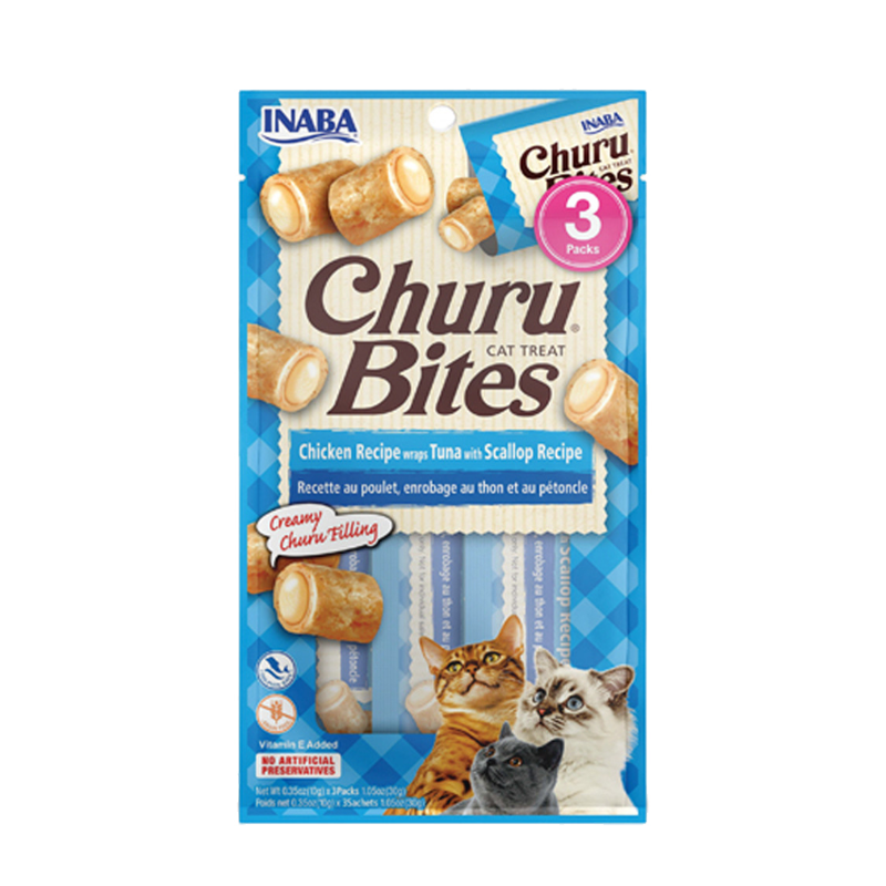 Inaba Churu Bites Chicken with Tuna & Scallop Cat Treats 30g