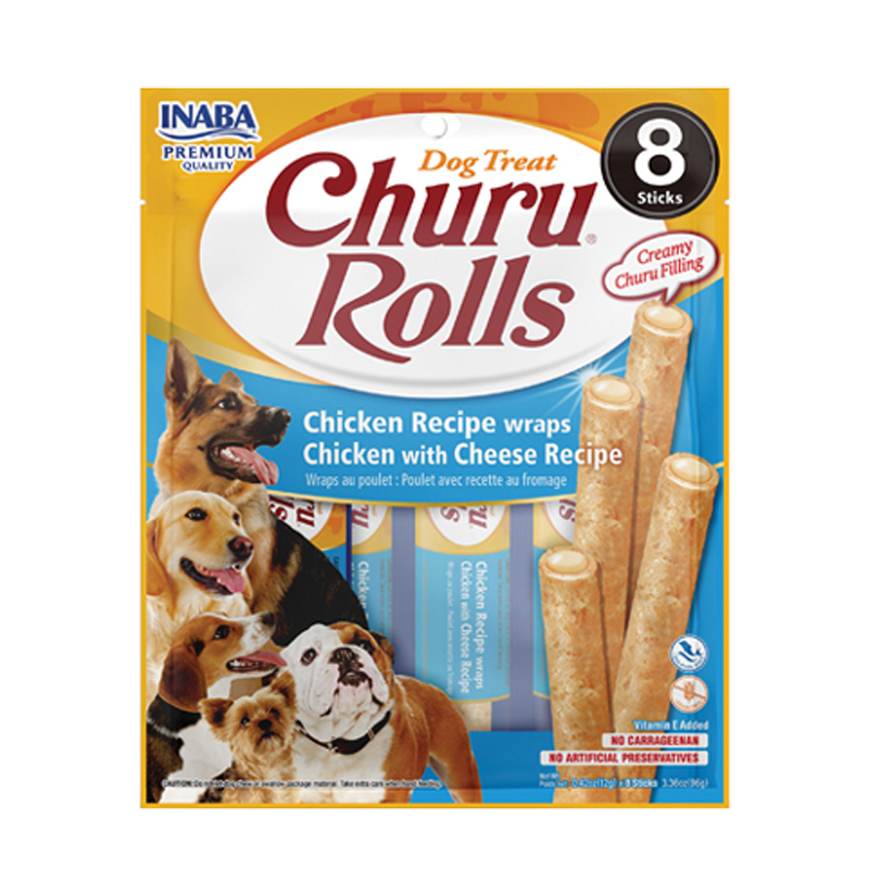 Inaba Churu Rolls Chicken wraps with Cheese Recipe Dog Treats 96g