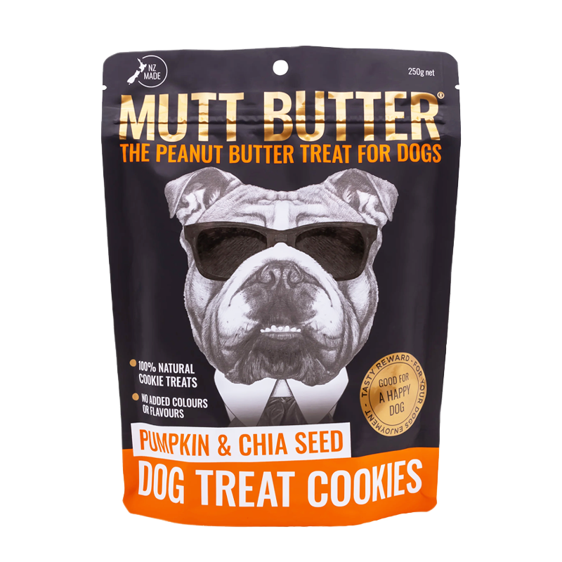 Mutt Butter Peanut Butter, Pumpkin & Chia Seed Cookies Dog Treats 250g