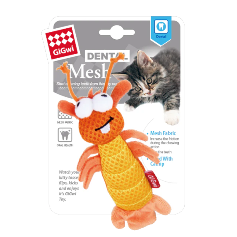 GiGwi Dental Mesh Catnip Cat Toy Shrimp