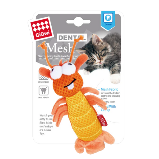 GiGwi Dental Mesh Catnip Cat Toy Shrimp