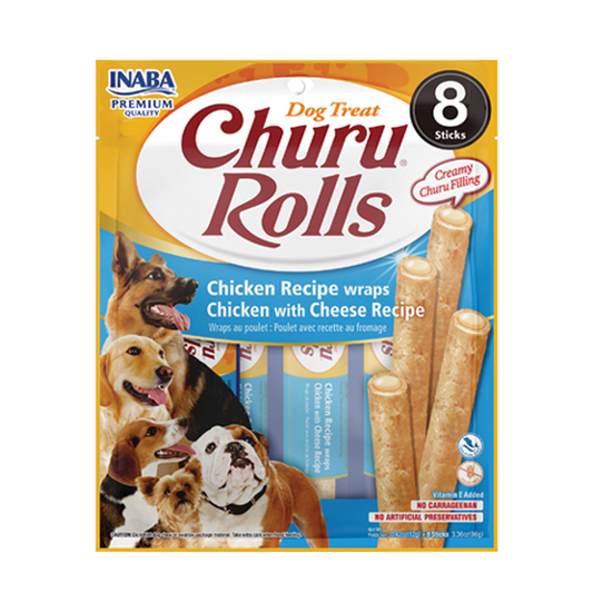 Inaba Churu Rolls Chicken wraps with Cheese Recipe Dog Treats 96g
