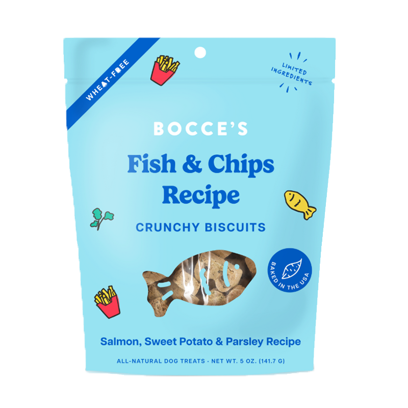 Bocce's Fish & Chips Dog Biscuits 5oz/142g