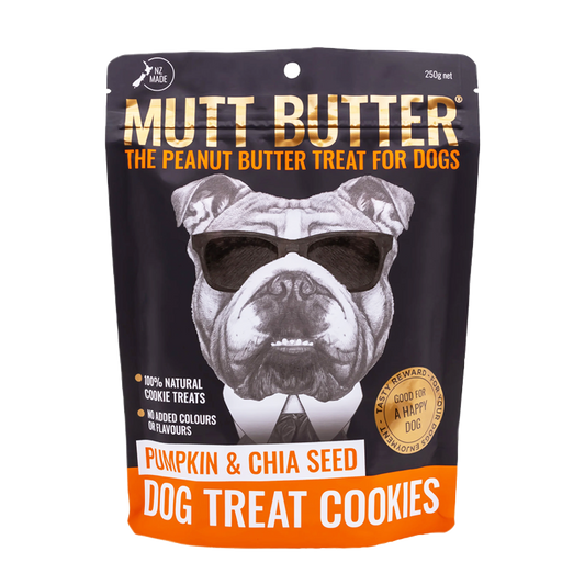 Mutt Butter Peanut Butter, Pumpkin & Chia Seed Cookies Dog Treats 250g